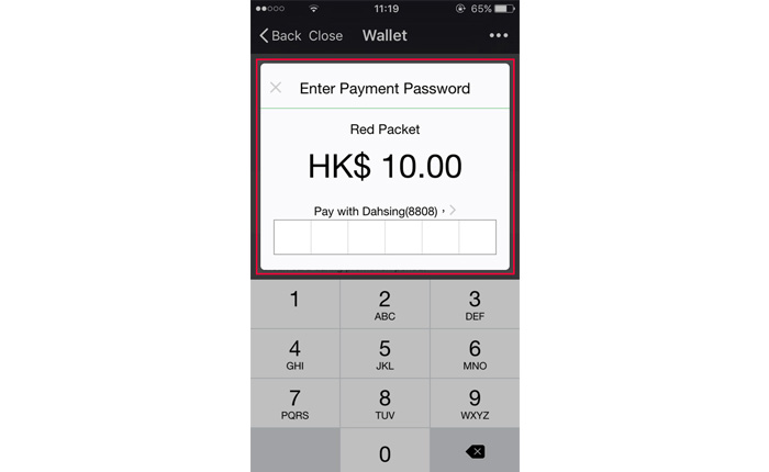 Select Dah Sing Bank account as the payment account and enter the payment password