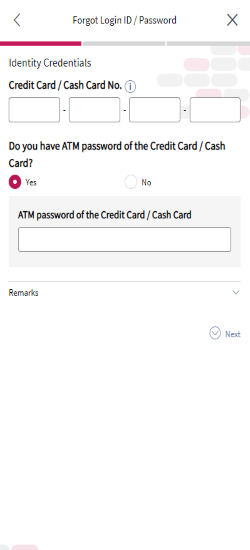 using Credit Card / Cash Card - with ATM Password 